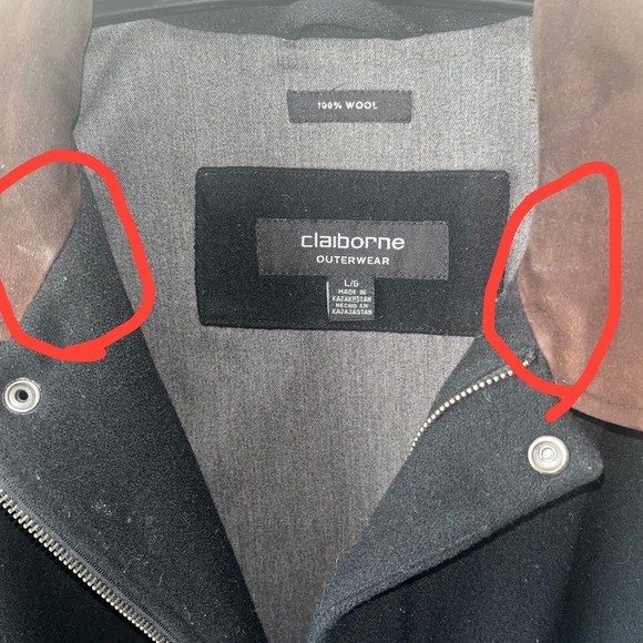 Claiborne Outerwear Black Wool  Timeless Heritage Jacket Suede Collar Men's L - Picture 6 of 11